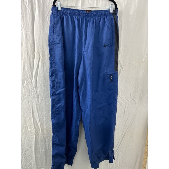 VINTAGE Y2K Nike Track Pants Mens Blue Windbreaker Zip Up Leg Pocket Size XLarge